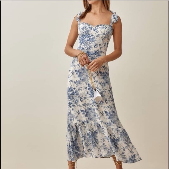 Reformation Blue Nikita Dress in Pompadour, Size 4 - Picture 9 of 9